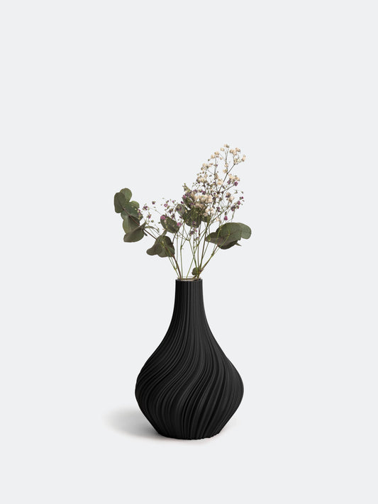 Vase Swirl M schwarz