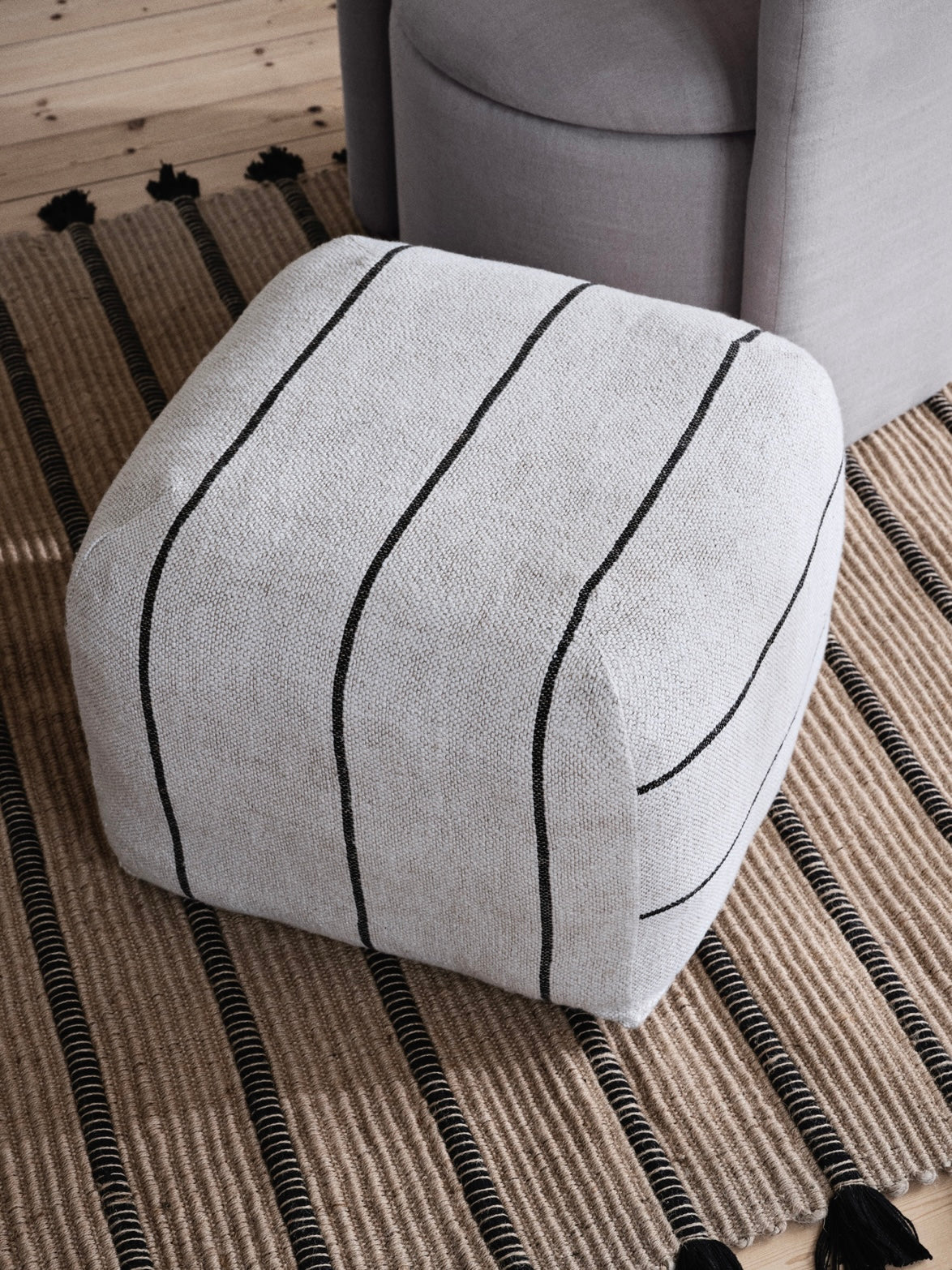 Pouf Sigrid beige/schwarz