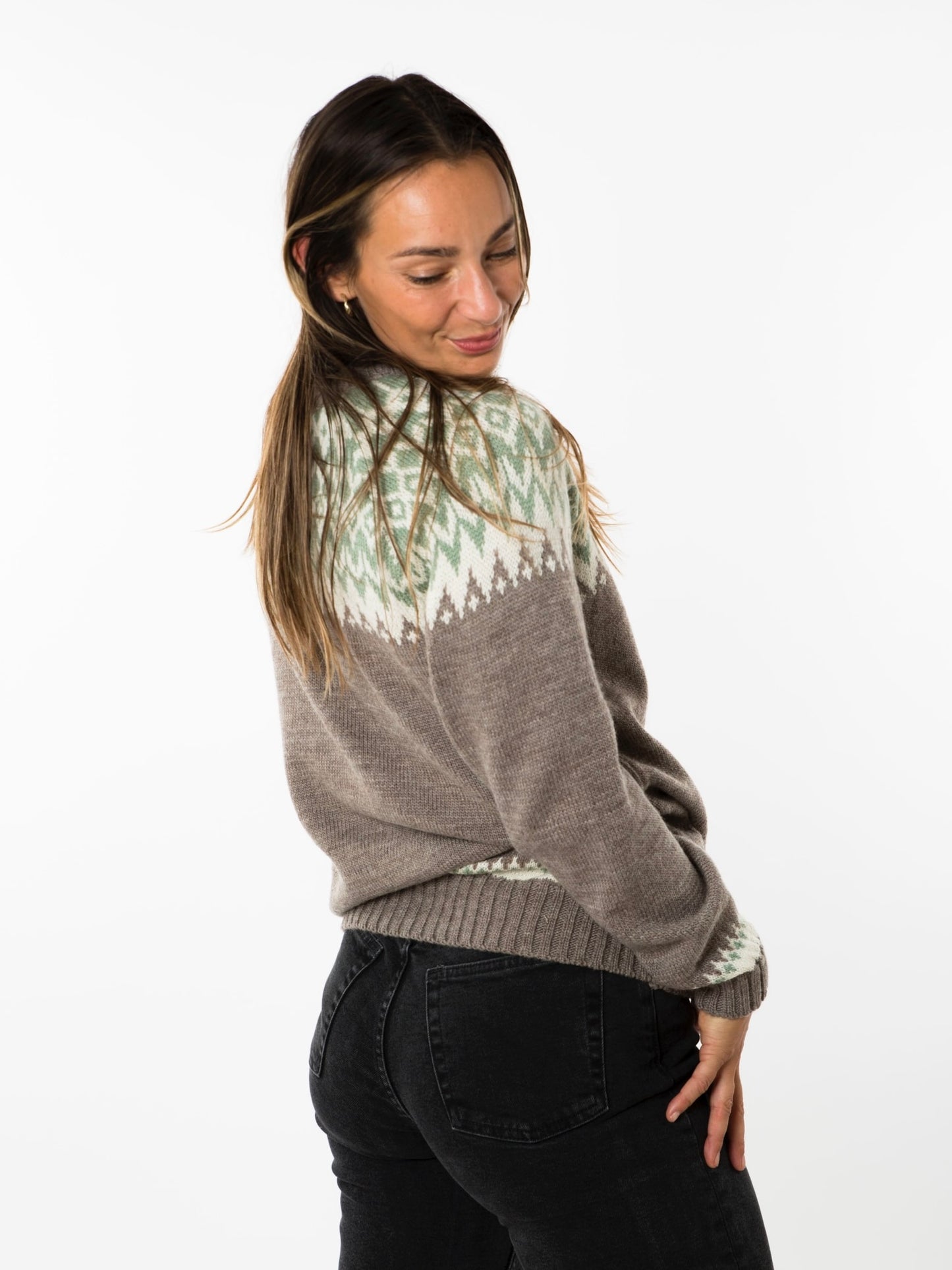 Norweger Pullover Helga taupe/sage green