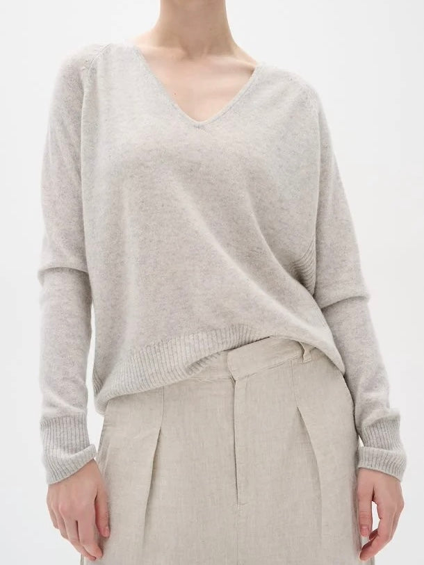 Cashmere Pullover Lukka V-Neck light grey melange