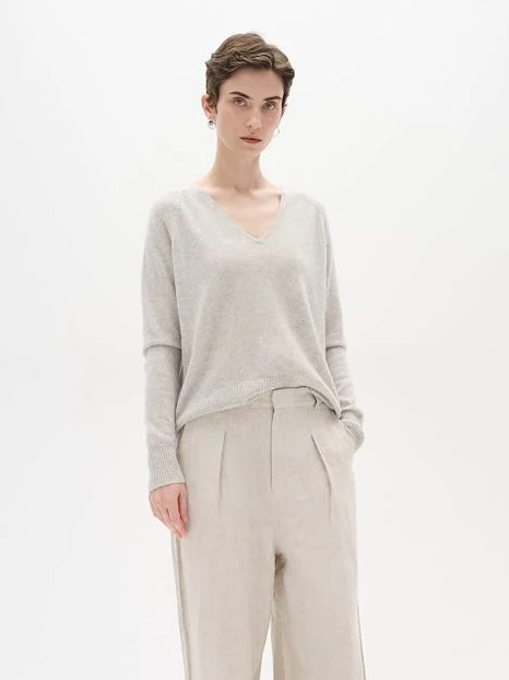 Cashmere Pullover Lukka V-Neck light grey melange