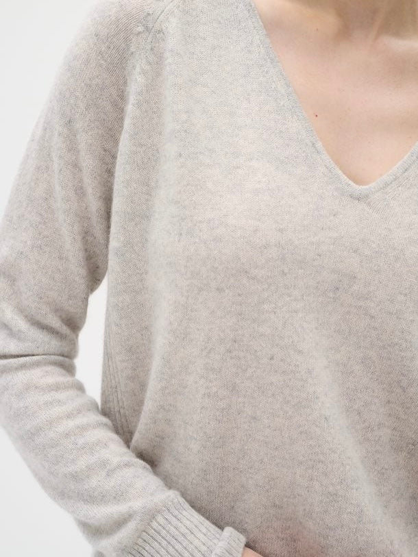 Cashmere Pullover Lukka V-Neck light grey melange