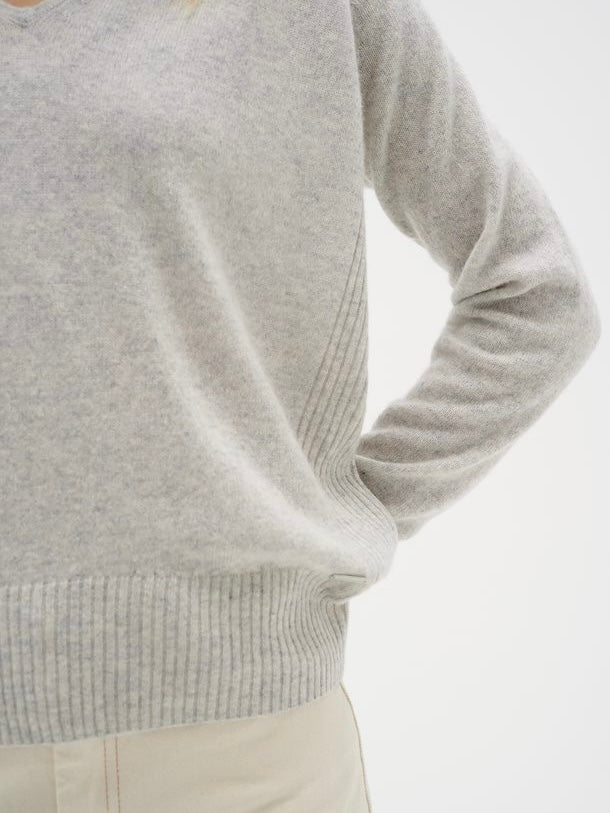 Cashmere Pullover Lukka V-Neck light grey melange