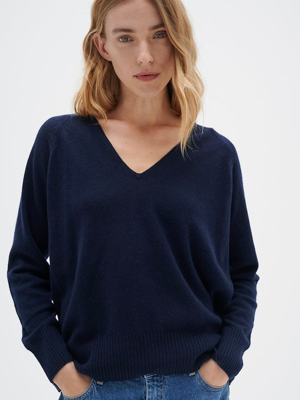 Cashmere Pullover Lukka V-Neck marine blue