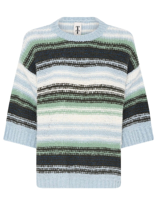 Pullover Krins TT mint/grau gestreift