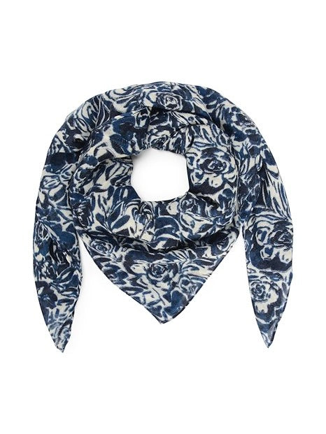 Wollschal Felisia navy rose print