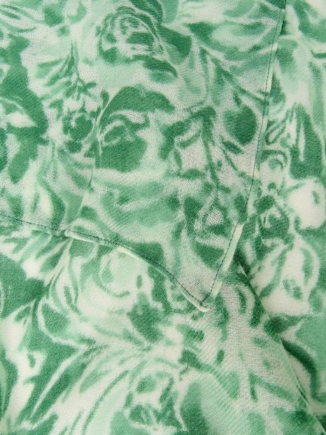 Wollschal Felisia green rose print