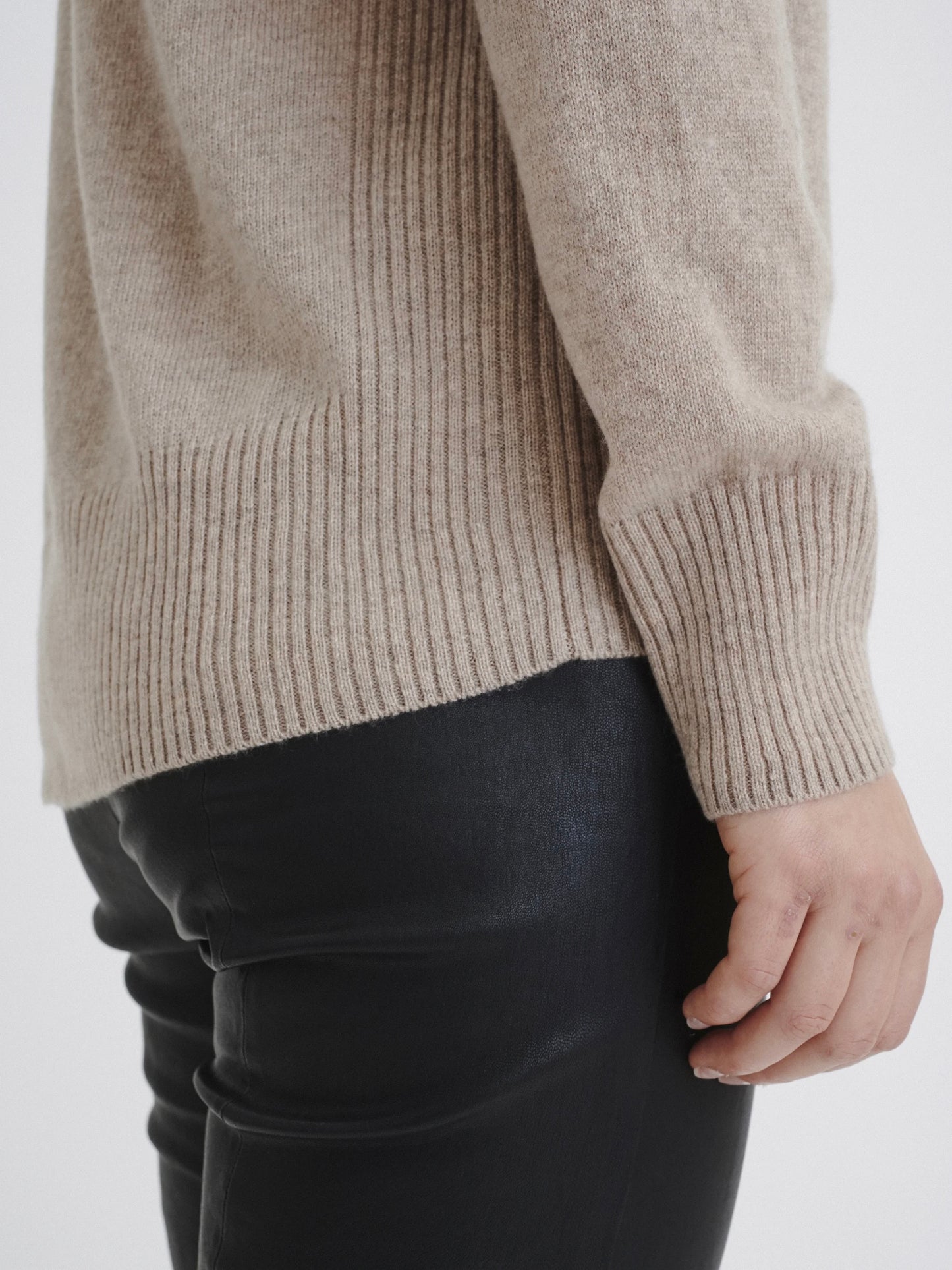 Cashmere Pullover Lukka V-Neck beige meliert