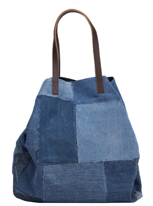 Schultertasche Petra jeansblau Patchwork